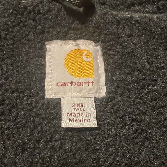 Carhartt Green Black Two Toned Canvas Sherpa Lined Vest Front Zip 2XL V33-355 - Picture 5 of 10